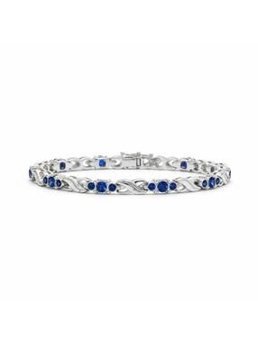 Oval Lab-Created Blue Sapphire Double Infinity Bracelet in Silver